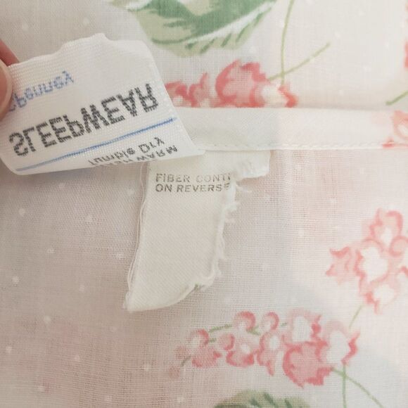 CUTE Vintage JC Penny White Lace Pink Floral Pajamas womens size M/L - Picture 11 of 12